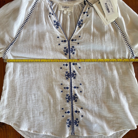 NWT ba&sh Cotton Embroidered Boho Eglantine Blouse White, Blue, Size Small - Picture 12 of 15
